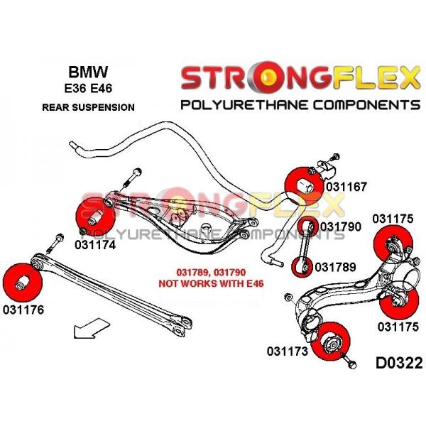 Polyurethane bushings for BMW E36 M3